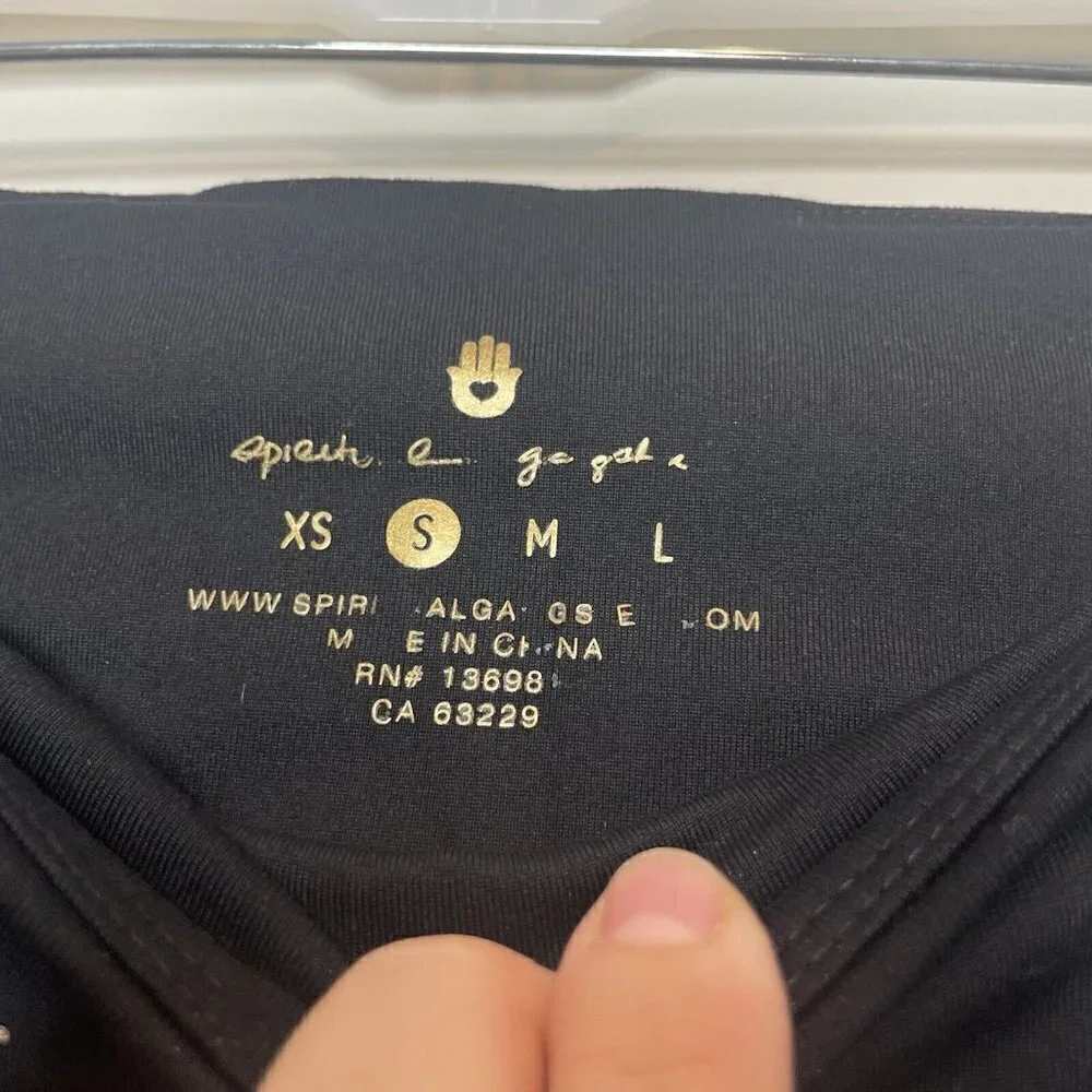Spiritual Gangster Foil Print Black Gold Paint Splatter Essential Leggings Small - Picture 3 of 9